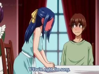 Lustful hentai meitenes competing par labākais handjob uz 4atā